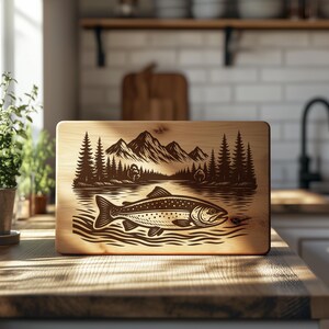 3D Illusion Fish Cutting Board Laser Engraving File, Fish Coasters ...