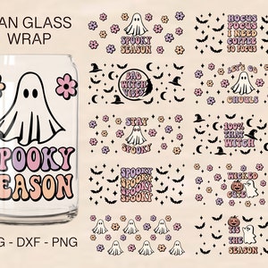 Halloween Can Glass Svg Bundle, 16oz Libbey Full Wrap Svg, Halloween Svg, Can Glass Svg, File For Cricut, Coffee Glass Wrap, Libbey Template