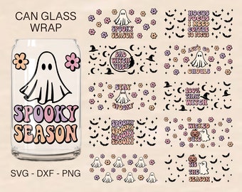 Halloween Can Glass Svg Bundle, 16oz Libbey Full Wrap Svg, Halloween Svg, Can Glass Svg, File For Cricut, Coffee Glass Wrap, Libbey Template