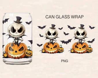 Halloween Skeleton Can Glass PNG, Can Glass Png, Halloween Png, 16oz Libbey Full Wrap Png, Pumpkin Png, Files For Cricut, Libbey Template