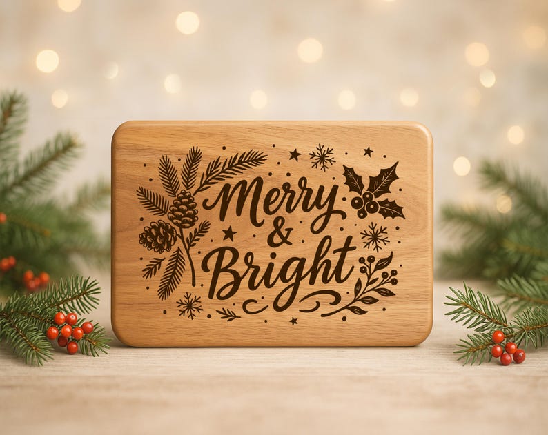 Christmas Cutting Board Svg Bundle, Holiday Kitchen Engraving Files ...