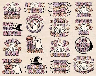 Halloween Ghouls Svg Bundle, Stay Spooky, Hippie Halloween, Hot Ghoul Svg, Spooky Vibes Svg, Ghost Svg, Retro Halloween Svg, Halloween Vibes