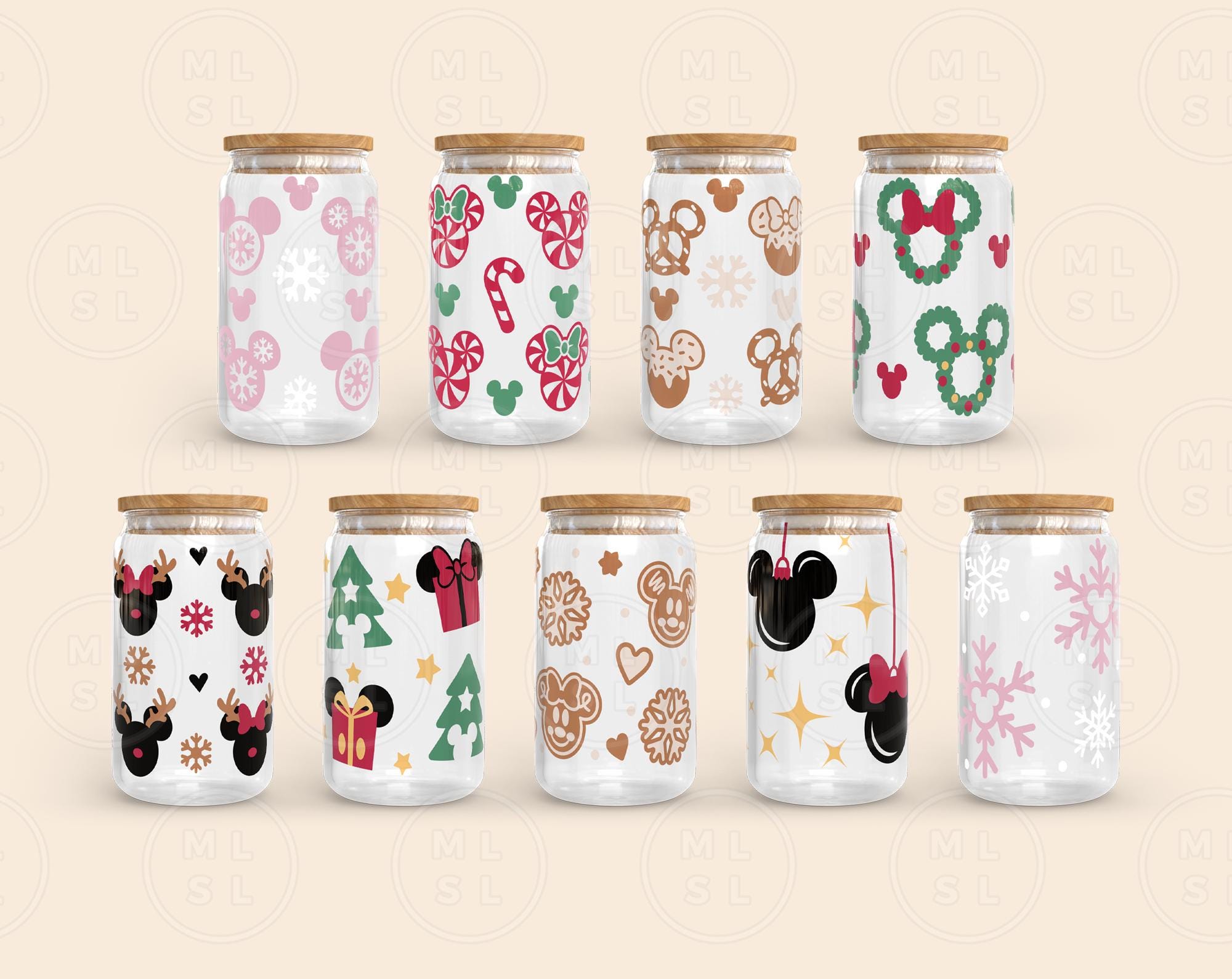 Christmas MEGA Can Glass Bundle Pack Svg, Christmas Glass Wrap Svg ...