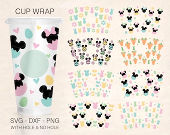 Pasqua Bundle Cup Wrap Svg, Mouse Ears Svg, Easter Svg, Bunny Ears Svg, Venti Cold Cup 24oz, Coffee Wrap, Files For Cricut, Full Wrap Cup