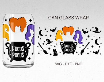 Halloween Glass Wrap Svg, 16oz Libbey Full Wrap Svg, Halloween Svg, Can Glass Svg, Files For Cricut, Coffee Glass Wrap Svg, Libbey Template