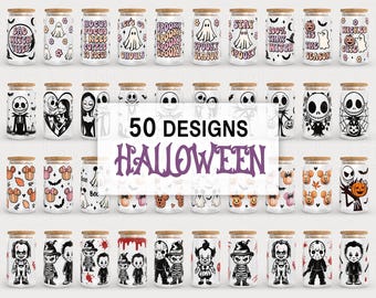 Paquete de vasos de lata de Halloween, SVG de vasos de lata, vasos de lata de terror, envoltura completa Libbey de 16 oz, paquete SVG de envoltura de vasos de lata aterradora, plantilla Libbey
