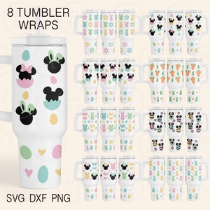 Påskmus 40oz Tumbler Svg Bundle, Musöron 40oz Tumbler Wrap, Top And Bottom Quencher Tumbler Wrap, Fil för Cricut, Easter Egg Svg