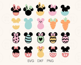 Easter Mouse Ears Bundle Svg, Easter Mouse Svg, Bunny Svg, Christmas Svg, Easter Egg with mouse ears Svg, Easter Egg Svg, Files For Cricut