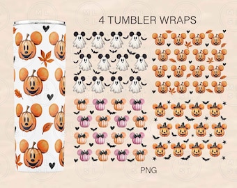 Fall Mouse Ears Tumbler Png, Halloween Tumbler Designs, Mouse Ghost Tumbler Wrap, Halloween tumbler, Files For Cricut, Tumbler 20oz Design