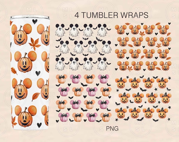 Fall Mouse Ears Tumbler Png, Halloween Tumbler Designs, Mouse Ghost Tumbler Wrap, Halloween tumbler, Files For Cricut, Tumbler 20oz Design