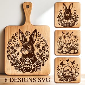 Bunny Easter Cutting Board Svg, Easter Png Laser Engrave, Glowforge Svg, Bunny Laser Files Bundle, Happy Easter Laser Files, Engraving file