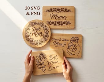 Mom's Kitchen Cutting Board SVG, Mothers Day Charcuterie Svg, Chopping Board, Mother’s Day Coasters, Laser Engraved Files, Kitchen Decor