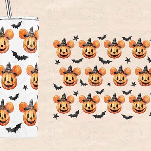 Peut inclure: Un gobelet blanc avec un motif sur le th&egrave;me d'Halloween repr&eacute;sentant des oreilles de Mickey Mouse et des citrouilles. Le motif est r&eacute;p&eacute;t&eacute; sur le gobelet.