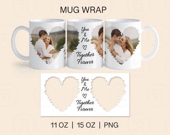 Valentine's Day Mug Wrap Sublimation, 11oz and 15oz Mug Wrap Png, Photo Valentines Mug Wrap, Valentine's Day Photo Template, Mug Design Png
