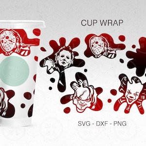 Full Wrap Starbucks Halloween Svg, Horror Movie No Hole Svg, Scary movie Svg, Horror Movie Cold Cup Svg, Files For Cricut, Full Wrap Svg