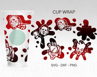 Full Wrap Starbucks Halloween Svg, Horror Movie No Hole Svg, Scary movie Svg, Horror Movie Cold Cup Svg, Files For Cricut, Full Wrap Svg