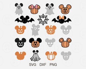 Paquete de orejas de ratón de Halloween Svg, Svg de ratón fantasma, Svg de calabaza, Svg de vibraciones espeluznantes, Svg de ratón de Halloween, Dibujos animados de Halloween, Halloween para Cricut