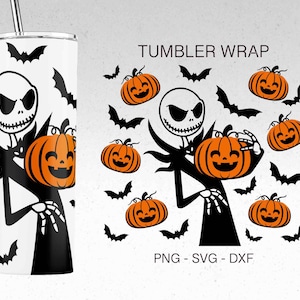 Jack Skellington Tumbler Svg, Halloween Sublimation Designs, Horror Tumbler Wrap, Halloween tumbler, Files For Cricut, Tumbler 20oz Design