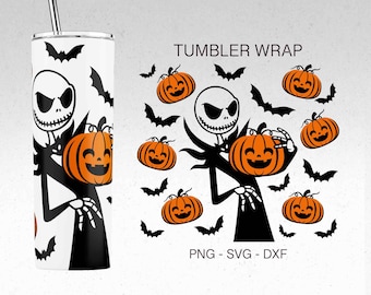Jack Skellington Tumbler svg, Halloween Sublimation Designs, Horror Tumbler Wrap, Halloween tumbler, Fichiers pour Cricut, Tumbler 20oz Design
