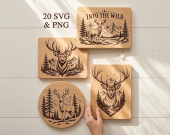 Deer Cutting Board Svg, Wine and Cheese Cutting Board, Coffee coasters Svg, Deer Png Laser Engrave, Glowforge Svg, Lightburn Engraving files