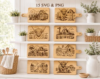 Farmhouse Cutting Board Svg, Highland Cow Board Svg, Cute Farmhouse Board, Cheese Board, Laser Engrave, Glowforge Svg, Engraving files