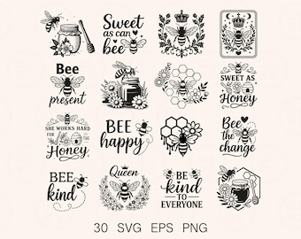 Bee Svg Bundle, Queen Bee, Bumble Bee Svg, Honey Svg, Bee Sublimation Designs, Summer Svg, Cut Files, Svg Files For Cricut, Bee Clipart Svg