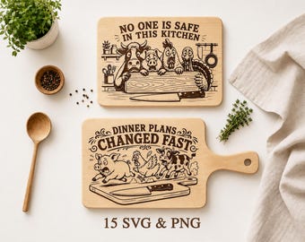 Funny Animals Cutting Boards Svg, Funny Farmhouse Board, Farm Animal Cutting Board, Sarcastic Laser Engrave,  Glowforge Svg, Engraving files