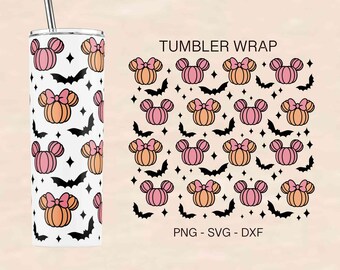 Oreilles de souris de citrouille Tumbler svg, Conception de gobelet de souris, Enveloppement de gobelet d’Halloween, Gobelet d’automne, Fichiers pour cricut, Conception de gobelet 20 oz