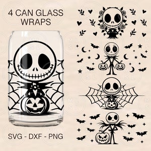 Halloween Skeleton Can Glass Svg, Halloween Svg, Pumpkin Svg, 16oz Libbey Full Wrap Png, Skeleton Png, Files For Cricut, Libbey Template