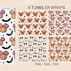 Mouse Ears Tumbler Svg, Halloween Tumbler Designs, Mouse Ghost Tumbler Wrap, Halloween tumbler, Files For Cricut, Tumbler 20oz Design