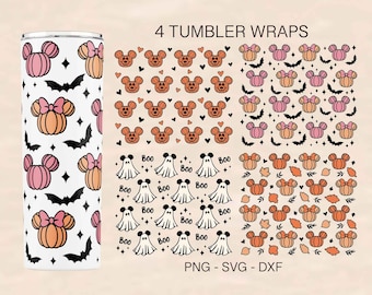 Gobelet oreilles de souris Svg, dessins de gobelets d'Halloween, papier peint fantôme de souris, gobelet d'Halloween, fichiers pour Cricut, gobelet 20 oz