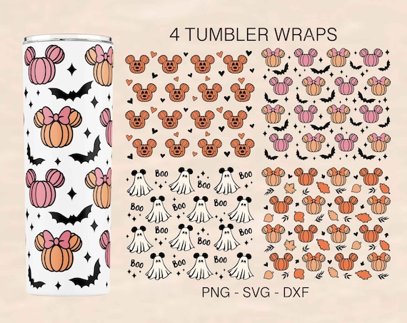 Mouse Ears Tumbler Svg, Halloween Tumbler Designs, Mouse Ghost Tumbler Wrap, Halloween tumbler, Files For Cricut, Tumbler 20oz Design
