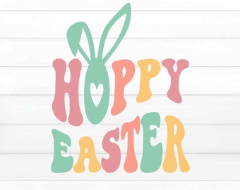 Hoppy Easter SVG, Hoppy Easter Png, Easter Svg, Easter Sublimation PNG, Retro Easter Digital Png, Cute easter shirt, Bunny Ears PNG