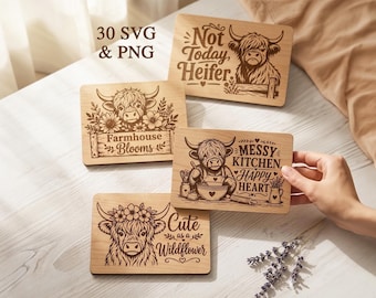 Cute Highland Cow Cutting Boards Svg, Funny Farmhouse Board, Wine and Cheese Cutting Board, Laser Engrave, Glowforge Svg, Engraving files
