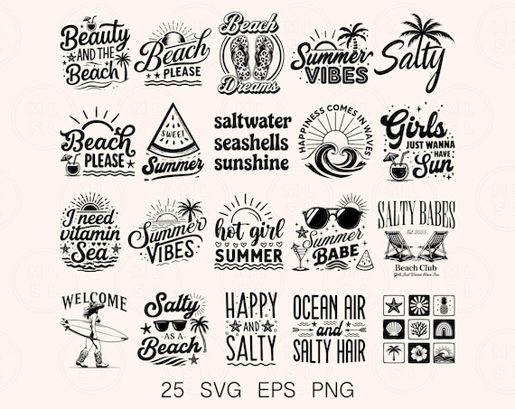 Summer Quotes Svg Bundle, Summer Sublimation Designs, Summer Beach Svg, Summer Vibes Png, Summertime Svg, Summer Beach Quotes, Salty Svg