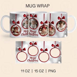 Christmas Photo Mug PNG Wrap, 11oz and 15oz Mug Wrap Png, Photo Christmas Mug Wrap, Christmas Photo Mug Template, Christmas Mug Designs