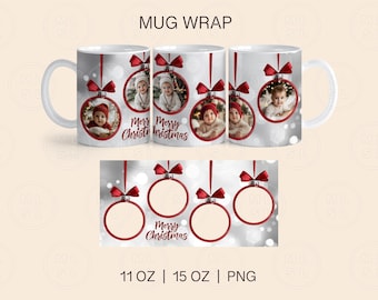 Christmas Photo Mug PNG Wrap, 11oz and 15oz Mug Wrap Png, Photo Christmas Mug Wrap, Christmas Photo Mug Template, Christmas Mug Designs