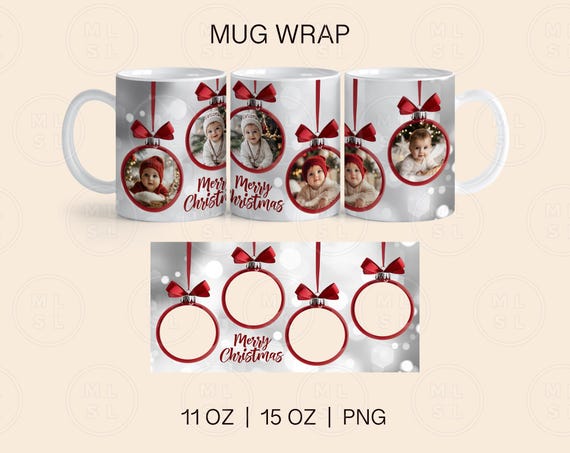 Christmas Photo Mug PNG Wrap, 11oz and 15oz Mug Wrap Png, Photo Christmas Mug Wrap, Christmas Photo Mug Template, Christmas Mug Designs