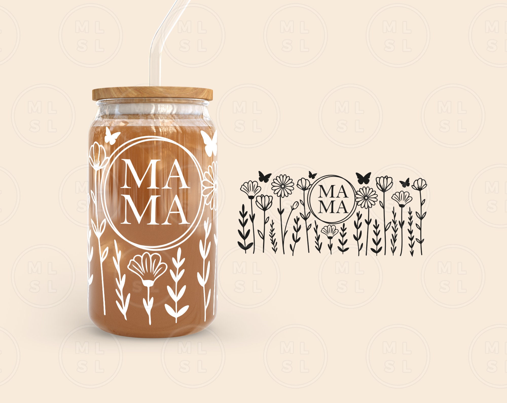 Wildflowers Mama Can Glass Svg Bundle, Floral Can Glass, Wild Flowers ...
