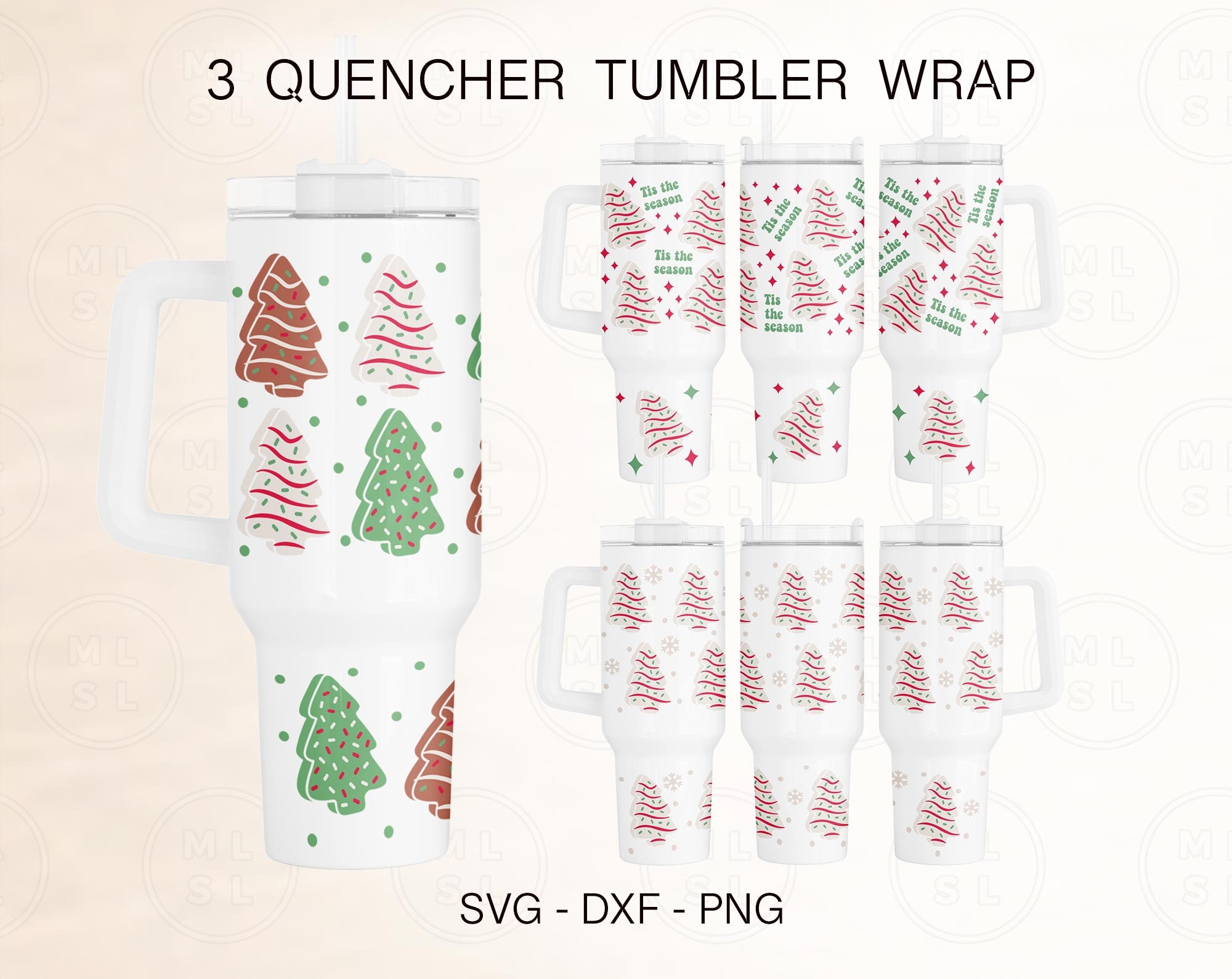 Christmas Tree Cake Tumbler With Handle. Little Debbie Quencher