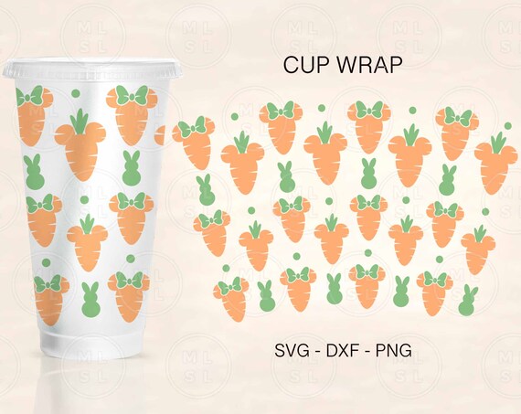 Easter Carrot Cup Wrap Svg, Carrot Wrap Svg, Mouse Ears Svg, Easter Svg, Venti Cold Cup 24oz, Coffee Wrap, Files For Cricut, Full Wrap Cup