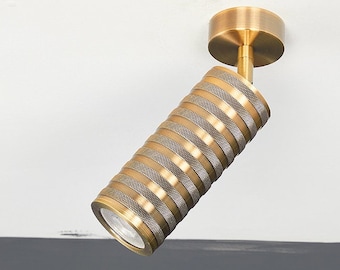 Small Wall Light for Reading, Black, Brass, Copper or White Flush Ceiling Spot Cylinder Lamp, Mid Century Overhead Lighting, MODEL : MIA