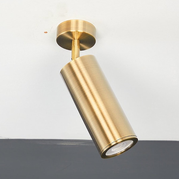Spot réglable cylindrique en laiton, lampe minimaliste en cuivre, noir ou blanc, plafonnier MidCentury. MODÈLE : MIA