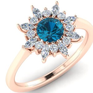 unique London blue topaz engagement ring for women bridal antique wedding ring blue topaz solitaire anniversary ring bridal propose rings