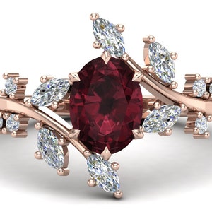 women garnet 14k solid rose gold engagement rings,925 sterling silver garnet leaves rings for love,propose garnet rings,Curved wedding rings