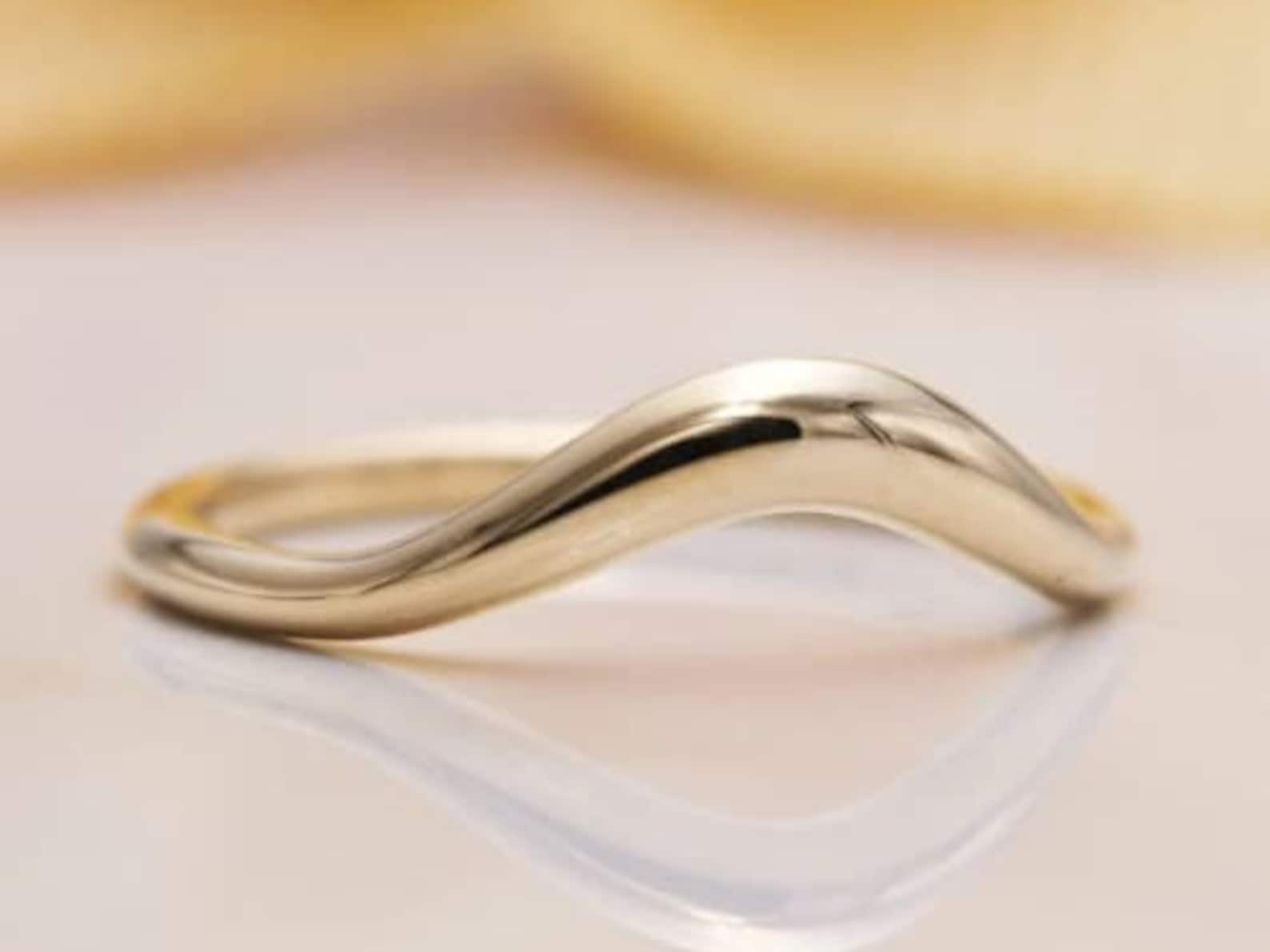 Curved Wedding Band Vintage Solid 14k Yellow Gold Antique - Etsy