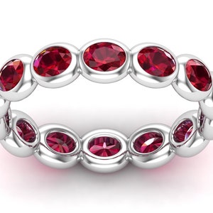 Ruby Eternity Ring Band 14K Rose Gold Full Eternity Band stacking ring Ruby Wedding Bands Promise Band Anniversary Gift Band July Birthston