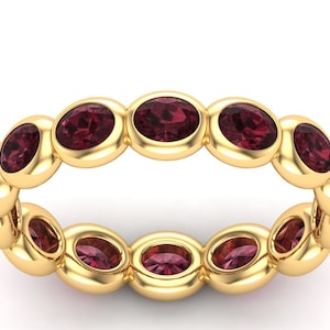 Red Garnet Wedding Band Art Deco Antique Full Eternity Garnet Band Garnet Engagement Ring Natural Garnet Wedding   Eternity Anniversary Band