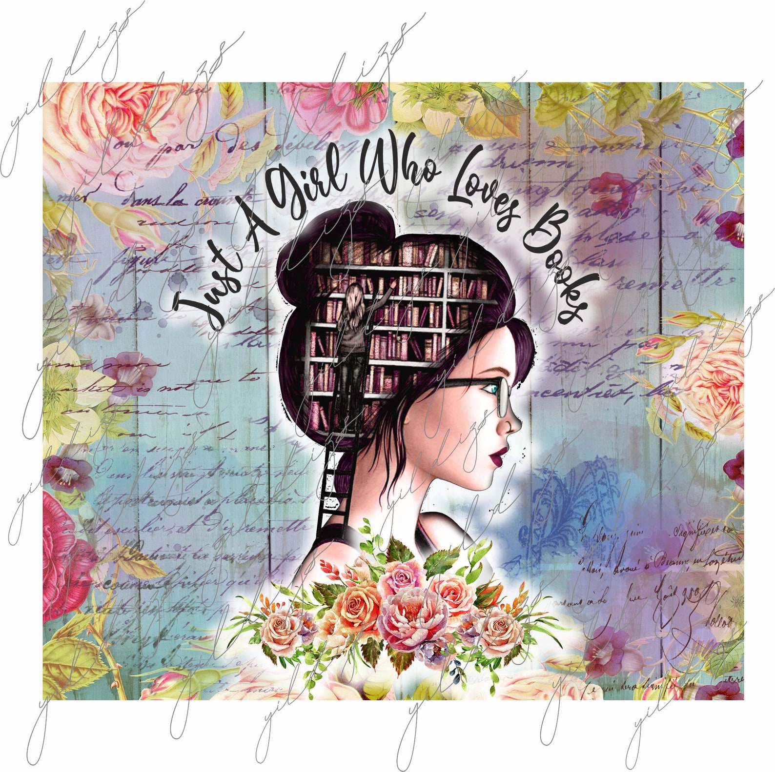 Just A Girl Who Loves Books Tumbler, 20 Oz Skinny Tumbler Design, Books Girl Tumbler, Book Lover ...