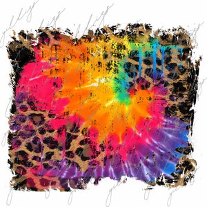 Leopard Tie dye Background PNG, Tie dye Frame png, Distressed Grunge Splash Background, Sublimation Design Download, Tie dye Distressed Png